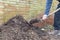 Garden compost and leaf mould, an organic fertilizer, UK