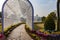 Garden corridor under the blue sky, chrysanthemum park