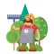 Garden equipment flat gardener character with rake illustration agriculture farming man with tools.