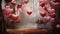 A garden filled with heart balloons of various sizes, creating a dreamy backdrop for a Valentine\\\'s Day event