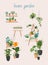 Garden, flowers and plants at home and outdoor. Potted Plants Set Vector. Indoor Home, Office Modern Style Houseplants