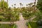 Garden with fountain of the Winter Palace in Luxor, Egypt.