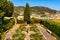 Garden of Franciscans Monastery with Eglise Sainte Marie des Anges in Cimiez district of Nice on French Riviera in France