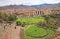 Garden in front of Coricancha Temple with the Symbol of Condor, Puma and Snake, the Sacred Creatures of Inca Trilogy, Cuzco, Peru