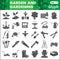 Garden and gardening solid icon set, farming symbols collection or sketches. Agriculture glyph style signs for web and