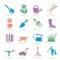 Garden and gardening tools and objects icons