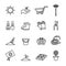 Garden and gardening tools and objects icons set with white background.