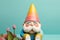 garden gnome crying on a pastel background