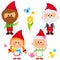 Garden gnomes collection. Vector illustration set