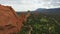 Garden of the gods drone view in colorado springs on a summer day