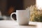 Garden Goodness Mug, Blank White 15 oz Coffee Mug Mockup with Beautiful Flowers in Background anf Bokeh - Generative AI