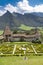 A garden in Gruyere castle in sunny summer day, Switzerland