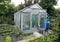 Garden homemade greenhouse with cold frame.