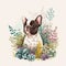 A Garden of Joy: French Bulldog Surrounded by Spring Flowers AI Generated