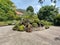 Garden with manmade mountain fountain