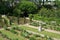 garden of a medieval castle - josselin - france