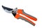 Garden metal pruner with plastic orange handles, insulated on a white background