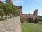 The garden and the mighty walls of the medieval castle of Soncino - Cremona - Italy