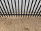 garden mulch woodchips groundcover iron fence sidewalk urban gardening