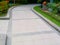 Garden path of paving slabs in the garden Floor panels, walkways of parks