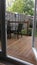 Garden patio area wooden decking paint