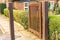 The garden pedestrian gate and exterior of a typical English residential old London town house