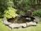 Garden Pond with Bird Crane Bronze Statue