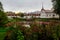 Garden pond with swans and ducks in Tolga convent in Yaroslavl, Russia