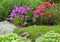 Garden with red and purple phlox