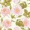 Garden roses. Seamless floral pattern in Victorian style.