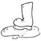 Garden rubber boots. Vector illustration of rubber boots. Hand drawn boot in a pool of water