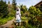 The garden scarecrow at  Prazeres at Calheta  Behind the church is an educational Farm or  physic garden growing medicinal herbs