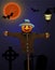 Garden scarecrow with a pumpkin head vector illustration