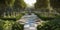 A garden sculpted into a life-sized chessboard, merging strategic gameplay with horticulture and landscaping, concept of