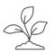 Garden seedlings grows in a ground thin line icon, nature concept, Plant sprouts sign on white background, Young growth