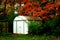 Garden shed midday in autumn