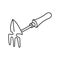 Garden small shovel rake. Hand drawn simple vector illustration.