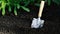 Garden small shovel in vegetable garden