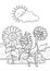 Garden Sunflowers Coloring Pages A4 for Kids and Adult