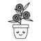 Garden sunflowers plant in pot kawaii character