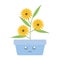 Garden sunflowers in square pot kawaii character