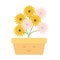 Garden sunflowers in square pot kawaii character