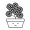 Garden sunflowers in square pot kawaii character