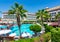 Garden and swimming pools of hotels in south Turkey