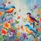 Garden Symphony: Chirping Birds Amidst a Flourishing Floral Symphony