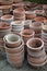 Garden terracotta plant pots.
