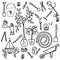 Garden themed doodle set. Various equipment and facilities for gardening, farming, agriculture and horticulture. Freehand vector