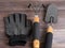 Garden tool and nylon gloves