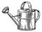 Garden Tool Watering Can Woodcut Vintage Style