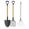 Garden Tools, Instruments Flat Icon Collection Set. Shovel, Rake